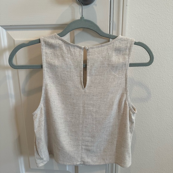 White Tan Crop Tank Top - Picture 2 of 3